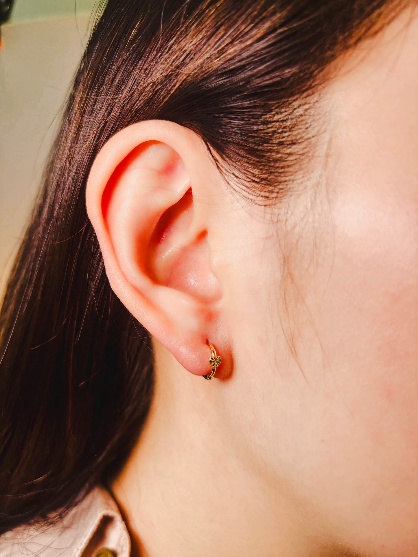 Tiny Heart Gold Hoop Earrings