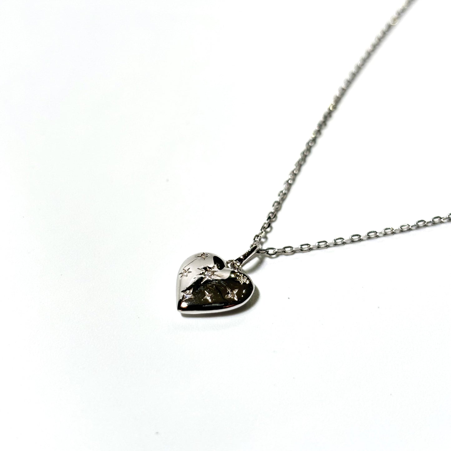 Sparkling Heart Silver Necklace