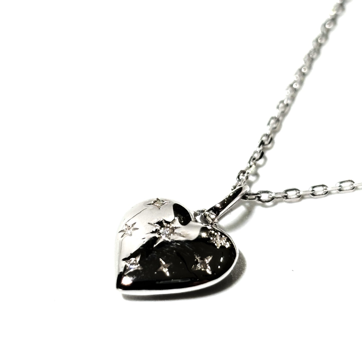 Sparkling Heart Silver Necklace