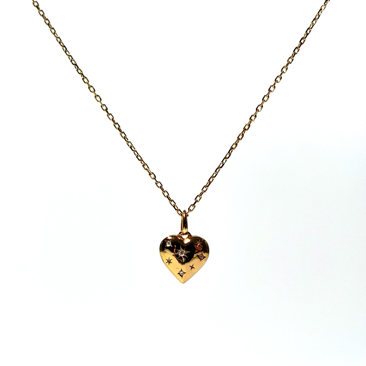 Sparkling Heart Gold Necklace