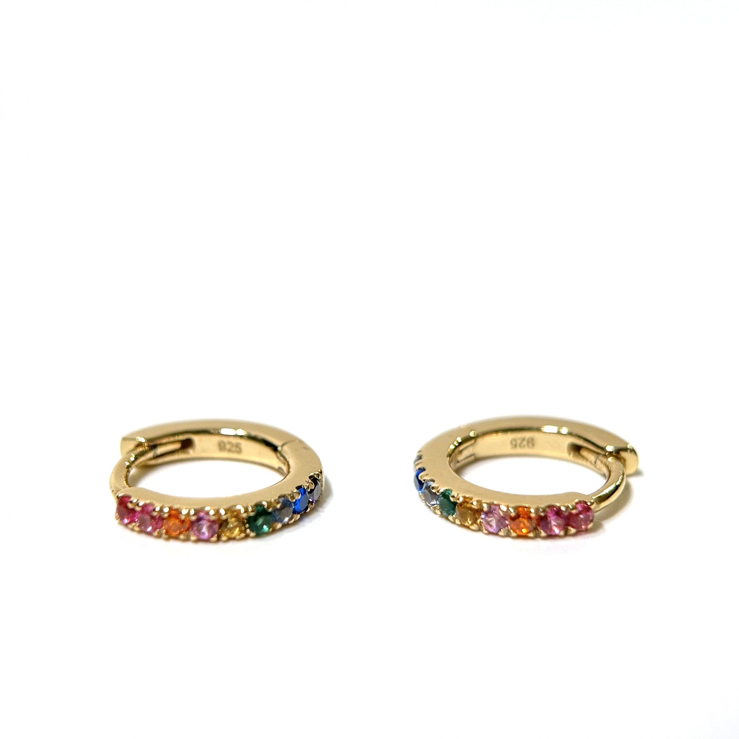 Rainbow CZ Mini Hoop Earrings