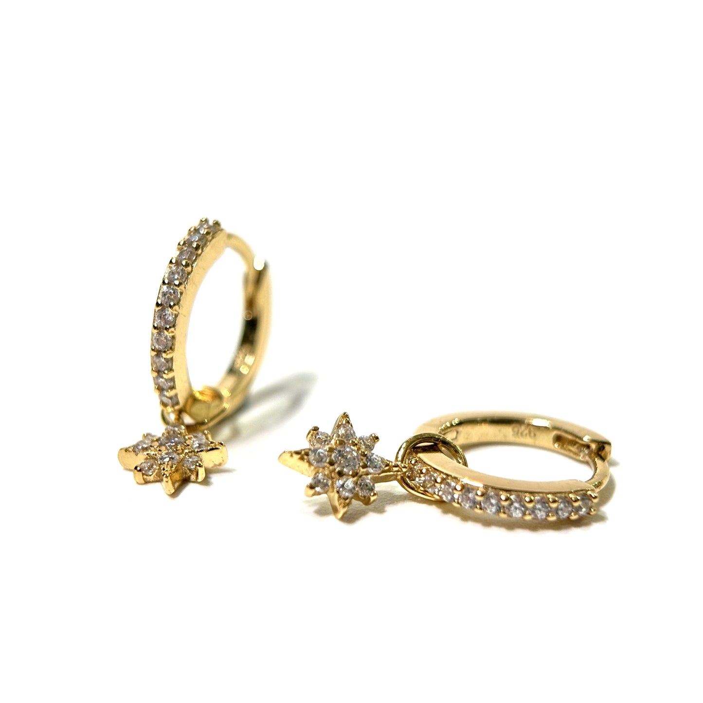 Sparkling Stars Gold Hoop Earrings