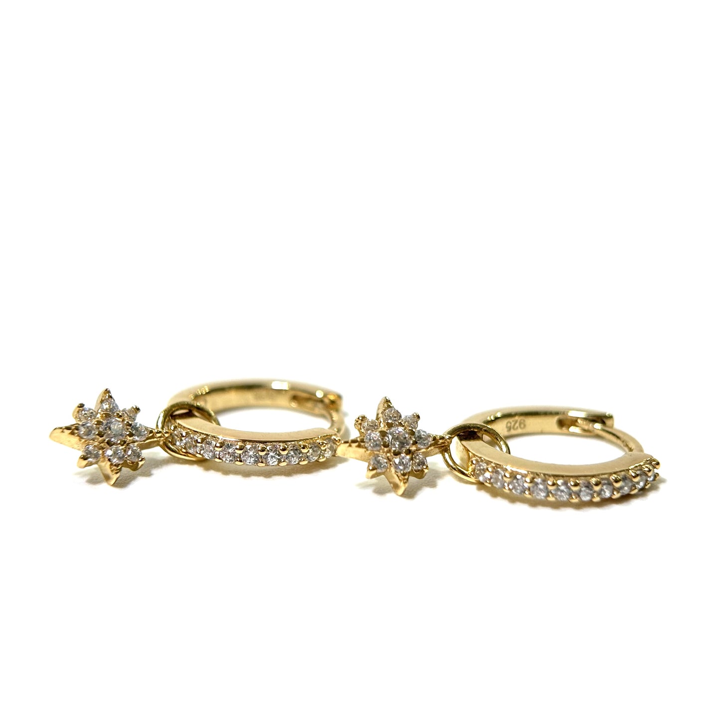 Sparkling Stars Gold Hoop Earrings