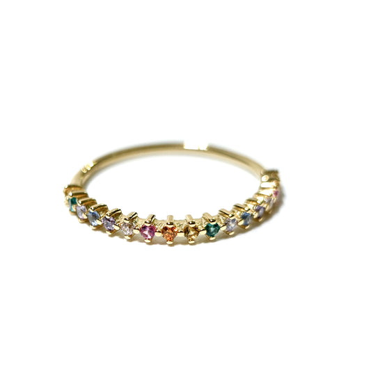 Rainbow Line Up Gold Ring