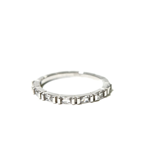 Thin Baguette Silver Ring