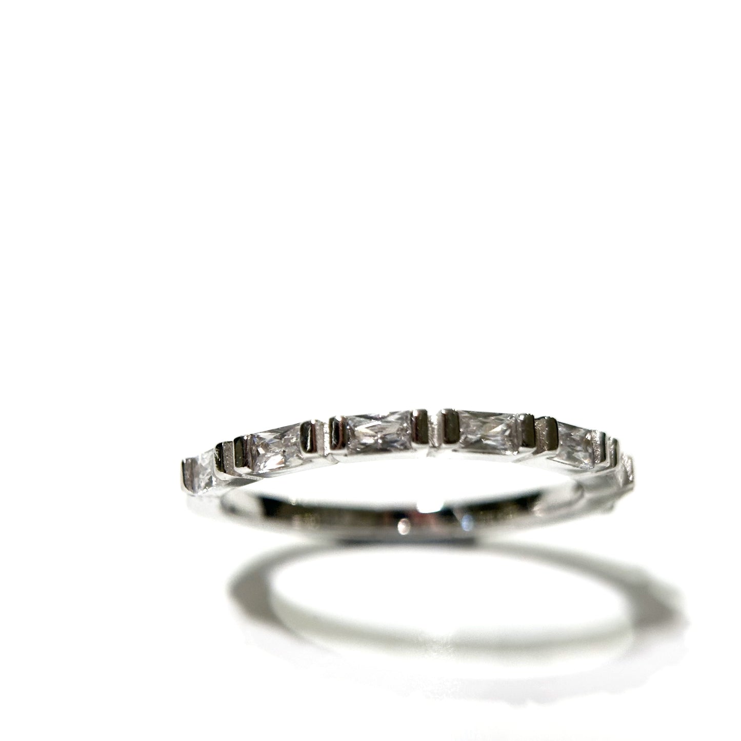 Thin Baguette Silver Ring