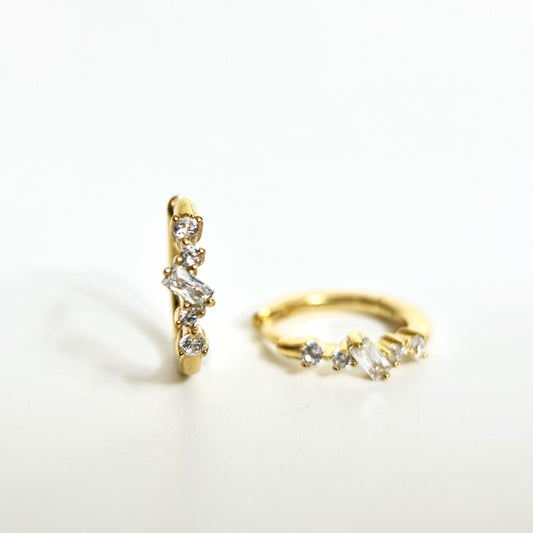 CZ Paved Gold Hoop Earrings